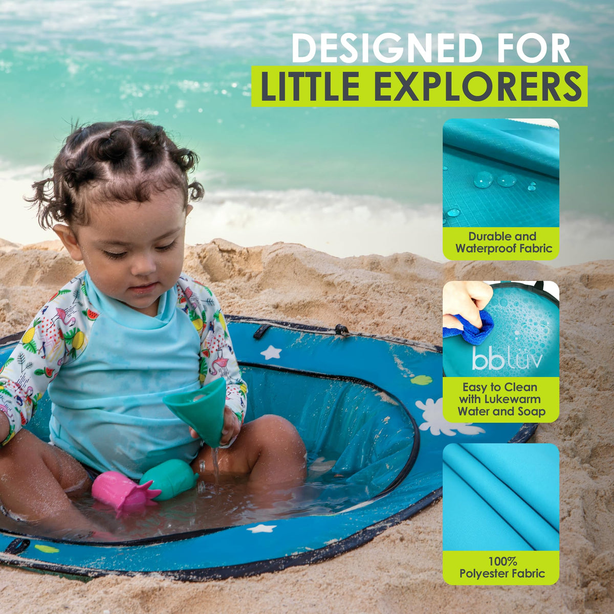 bblüv Arenä Pop-Up Beach Pool for Infants - Easy Clean - Waterproof Material- Instant Setup - Compact Foldable Bucket - Safe Cooling Space - Anchors for Stability - Ultimate Summer Fun for Your Baby 🍁 All In One Marketplace Canada
