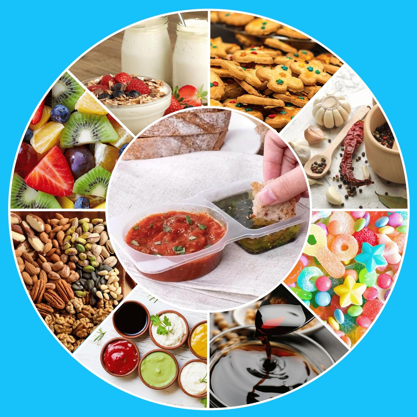 Pure Future 20-Pack Reusable Double Compartment Snack Containers with Lids - BPA-Free PP Meal Prep Bento Boxes for Lunch, Fruit & Dips, Microwave/Dishwasher Safe 🍁 All In One Marketplace Canada
