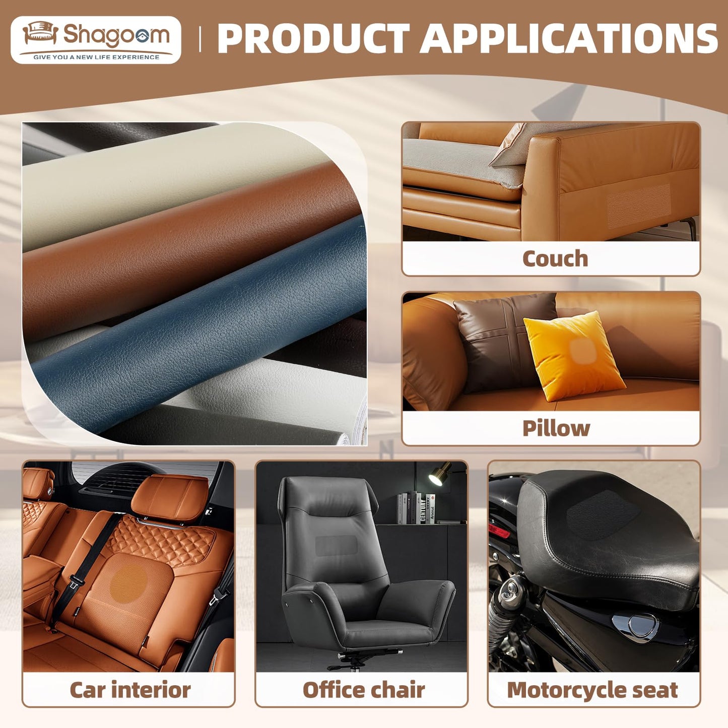 Shagoom Leather Repair Kit, 17X79 inch Self Adhesive Leather Patch Waterproof, DIY Large Vinyl Patches for Couches, Furniture, Kitchen Cabinets, Wall （Black, 17X79 inch） 🍁 All In One Marketplace Canada
