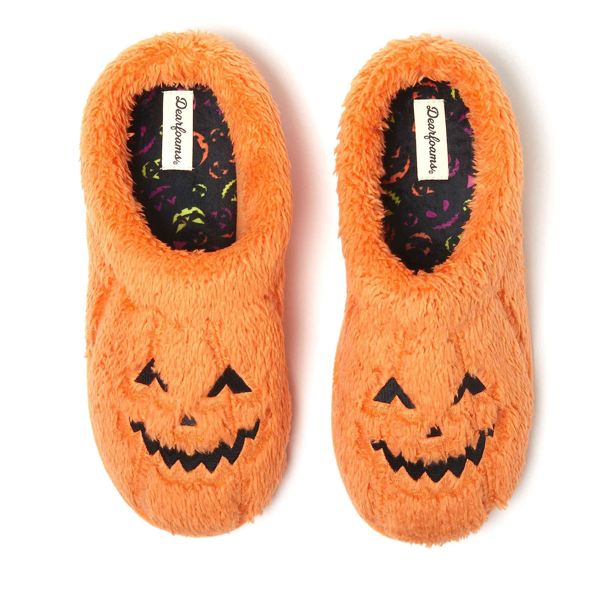 Dearfoams Unisex-Adult Halloween Jack-o-Lantern Pumpkin Slipper, Adult Pumpkin, 15-16 Women/13-14 Men