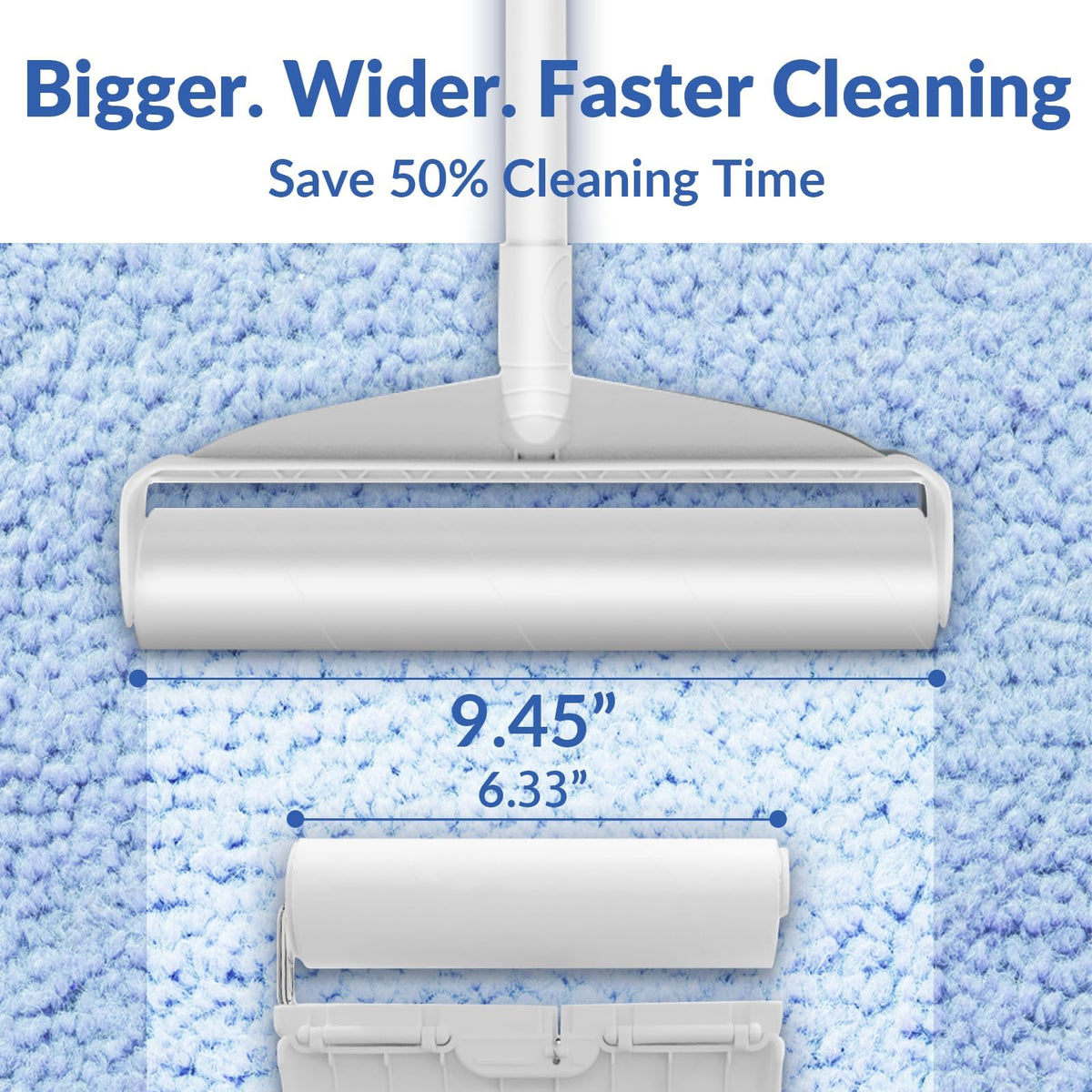 Large Lint Rollers for Carpet, Sticky Rollers for Floor DELOMO 9.45 in with 3 Extendable Handle, Long Handle Sticky Mop for Cleaning Carpets, Cars, Bedding, and Pet Hair, Ideal Gift for Pet Owners 🍁 All In One Marketplace Canada