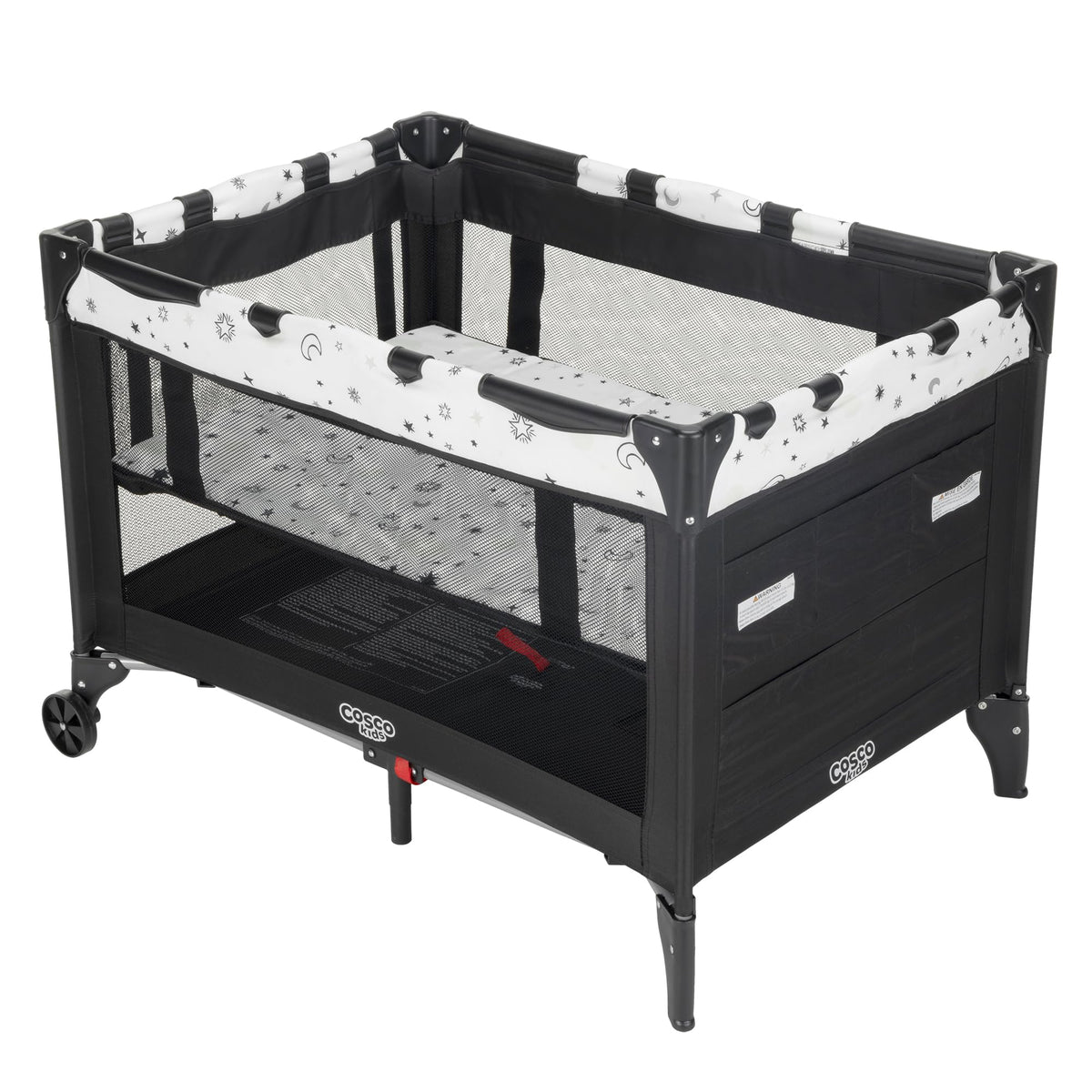 Cosco Kids Funsport® Plus Portable Playard with Full-Size Bassinet, Carry Bag & Wheels – Lightweight, Compact Fold, Breathable Mesh – Twinkle Twinkle 🍁 All In One Marketplace Canada