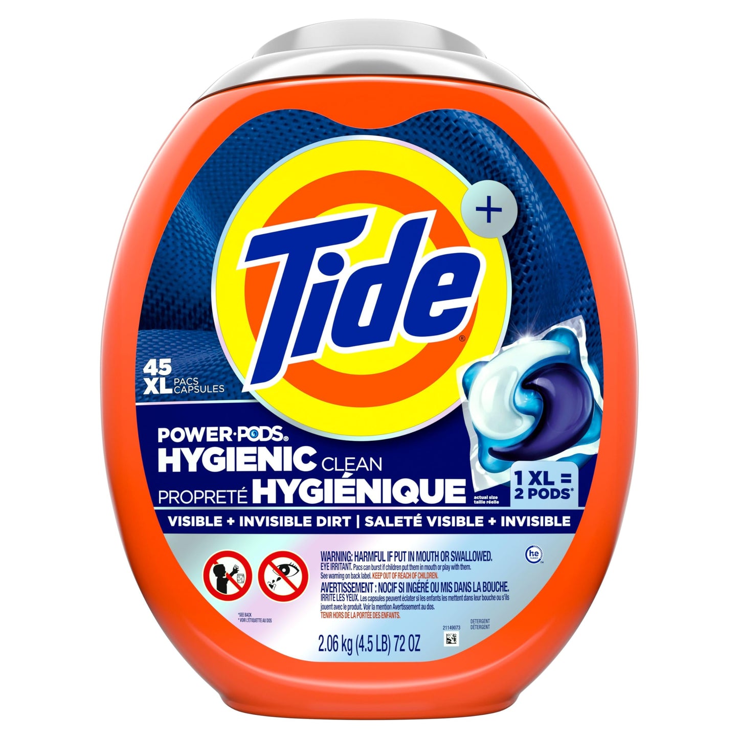 Tide Hygienic Clean Power PODS Laundry Detergent Pacs Original Scent Removes Visible and Invisible Dirt, 45 Count 🍁 All In One Marketplace Canada