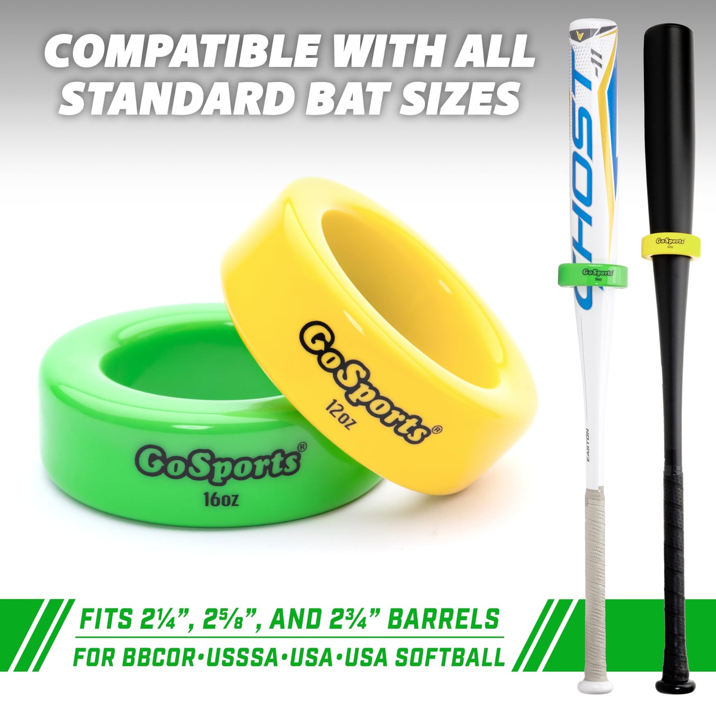 GoSports Baseball and Softball Bat Weights - 2 Pack Baseball Donuts - 16 oz & 12 oz 🍁 All In One Marketplace Canada