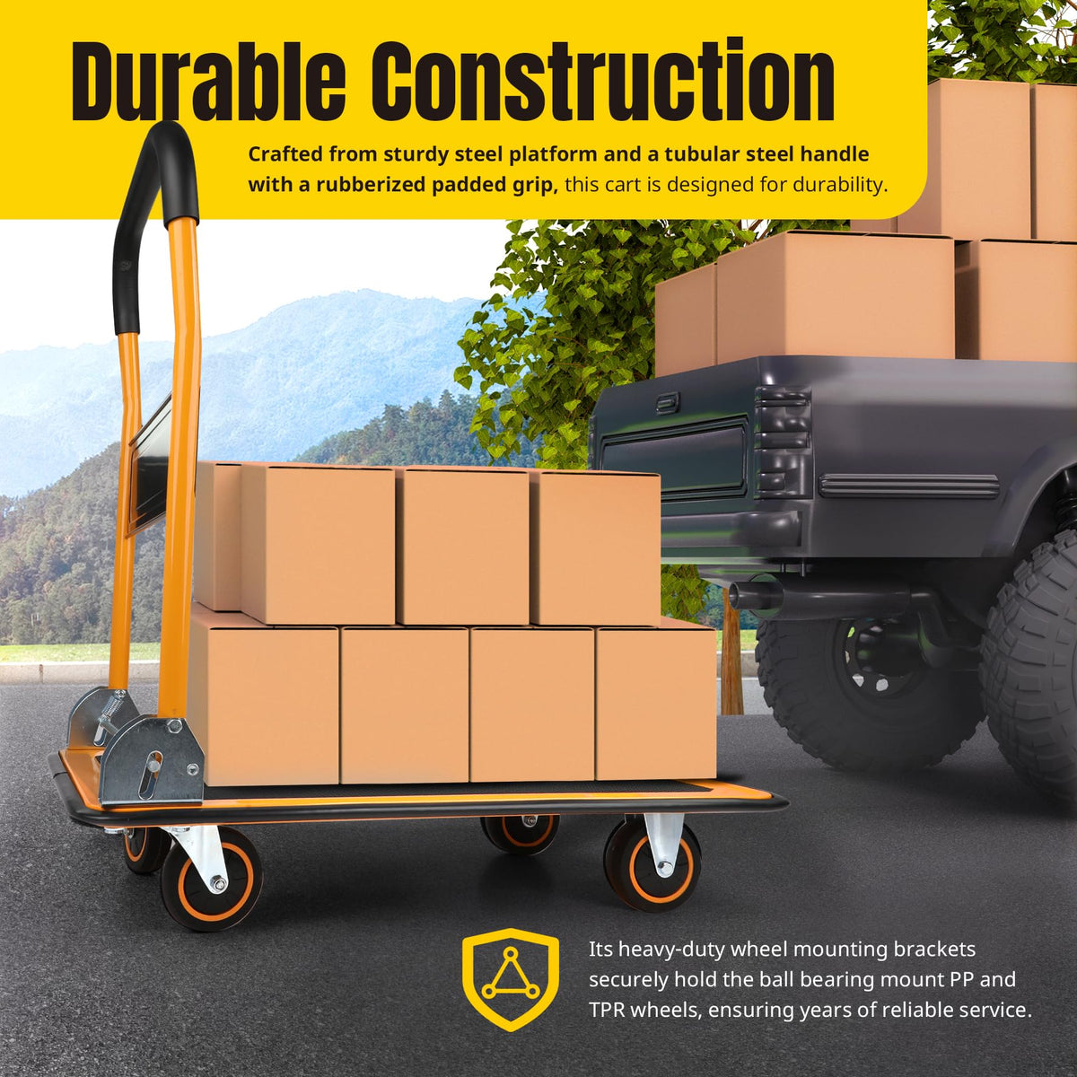 MaxWorks 80876 28.75" x 18.75" x 33" Foldable Platform Truck Push Dolly-330 lb. Weight Capacity-with Swivel Wheels 🍁 All In One Marketplace Canada