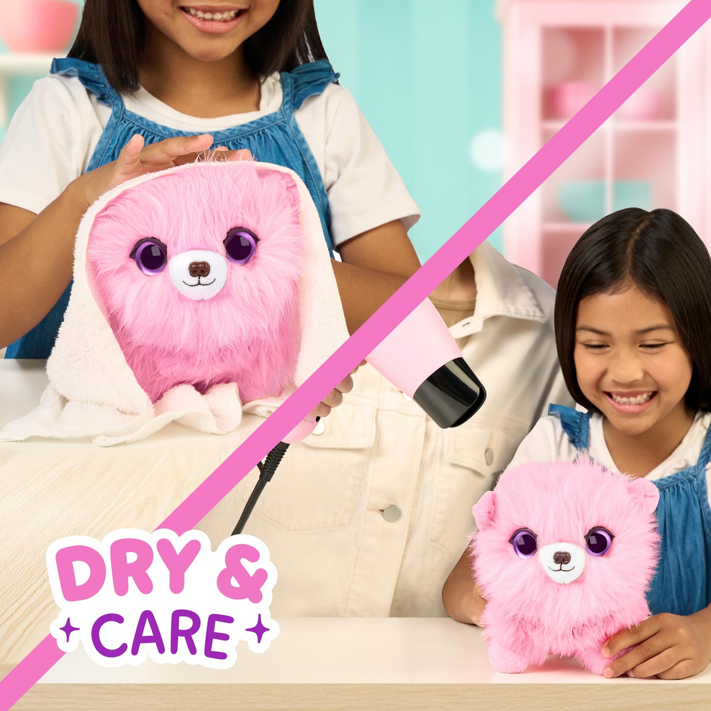 ScruffaLuvs Pet Scruffs Pink - Mystery Plush Toy, 7.5" Tall - Wash to Reveal 1 of 3 Rescue Pets: Puppy, Bunny, or Kitty - Includes 8.7" Deluxe Pet Carrier 🍁 All In One Marketplace Canada