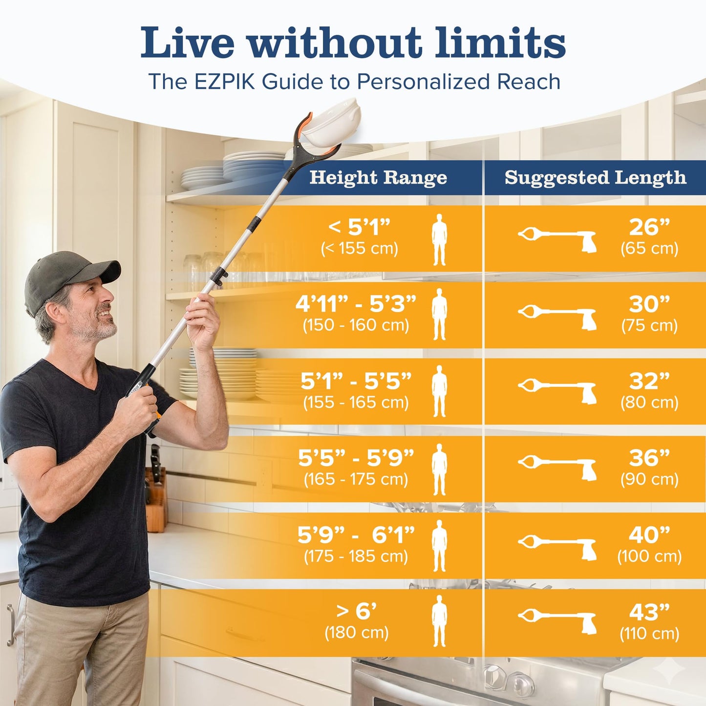 Ezpik 43" Foldable Grabber Reacher Tool for Seniors - Grabbers for Elderly Grab It Reaching Tool Heavy Duty Pickup Trash Picker Upper Tool - Claw Grabber Stick for Reaching Aids (43" (Pack of 1)) 🍁 All In One Marketplace Canada