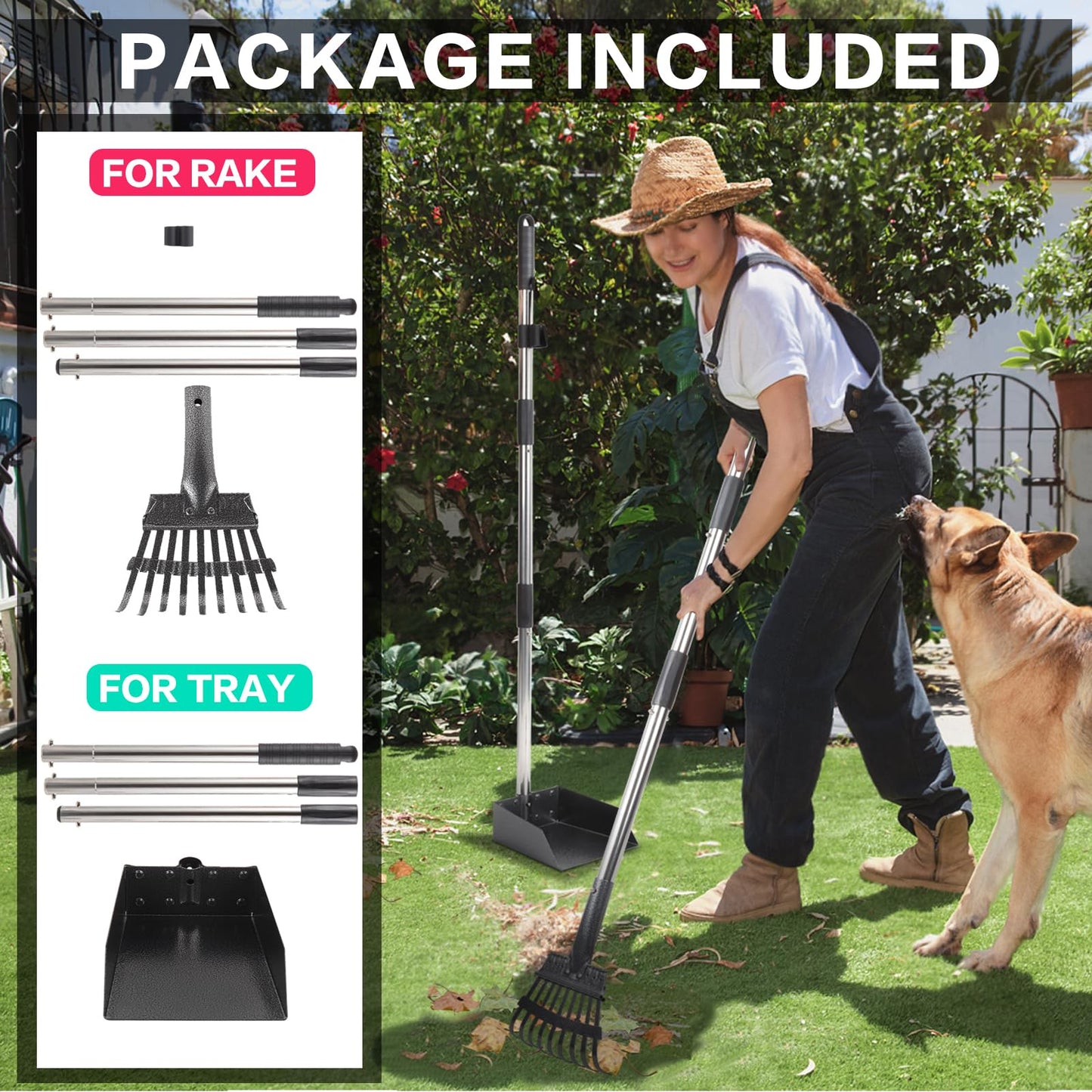 THRISEED Dog Pooper Scooper, Durable Dog Poop Tray and Long Handle Rake Set for Large Medium Small Dogs, Heavy Duty Pet Suppliers 🍁 All In One Marketplace Canada