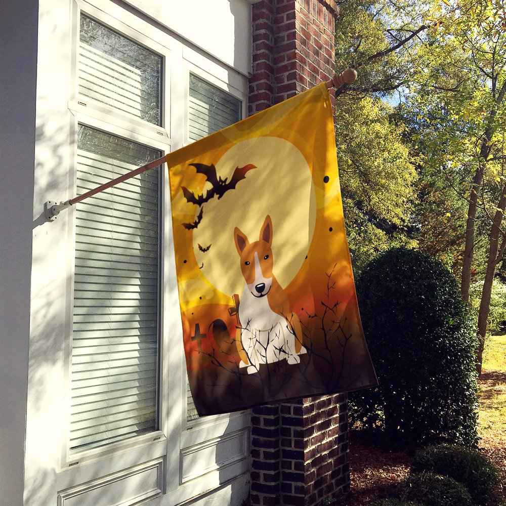 Caroline's Treasures BB4401CHF Halloween Bull Terrier Red White Flag Canvas House Size, Large, Multicolor