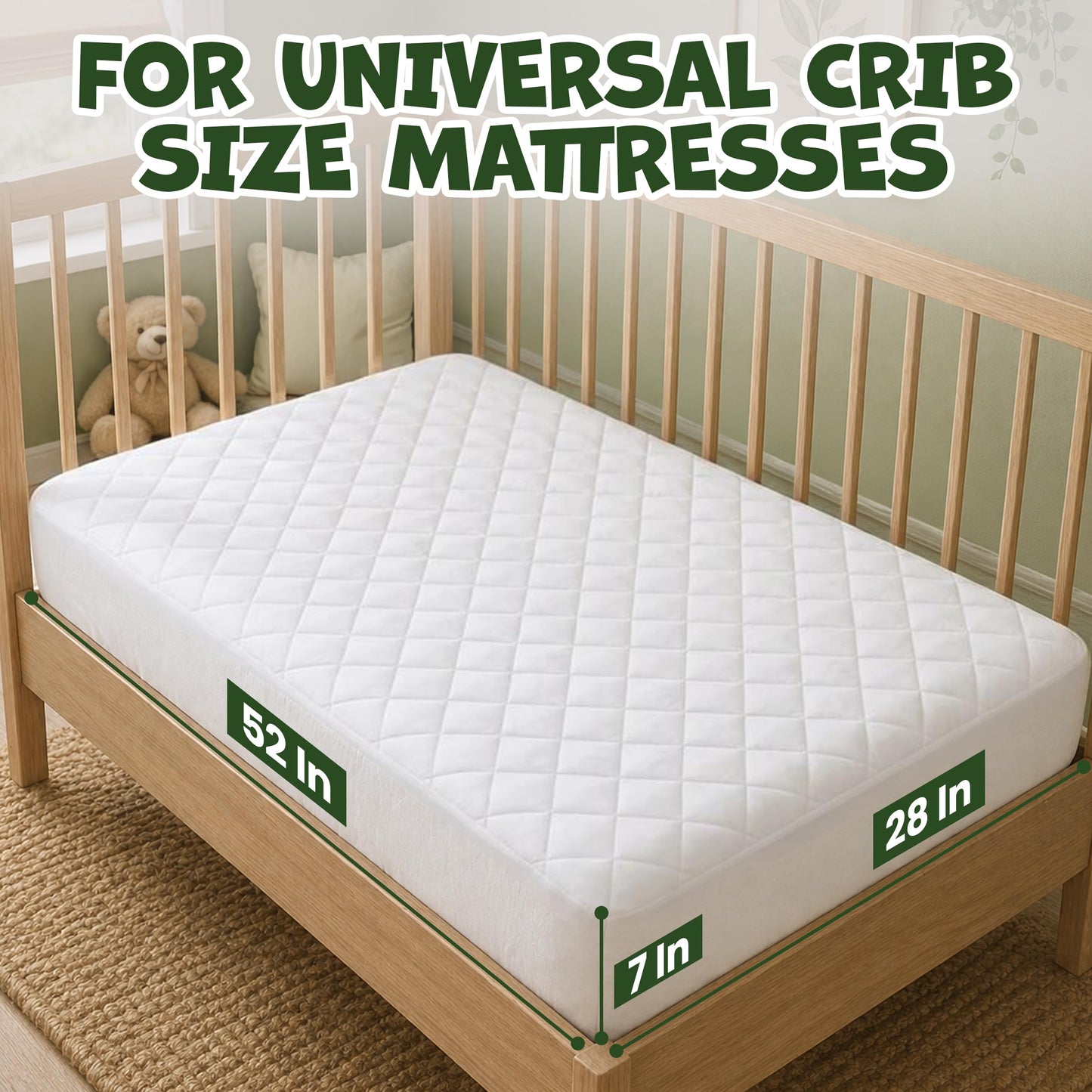 Utopia Bedding Waterproof Crib Fitted Mattress Protector (Pack of 2) - Toddler and Baby Crib Mattress Pad Cover - Soft and Breathable with 7 Inches Deep Skirt (White, 28" x 52") 🍁 All In One Marketplace Canada