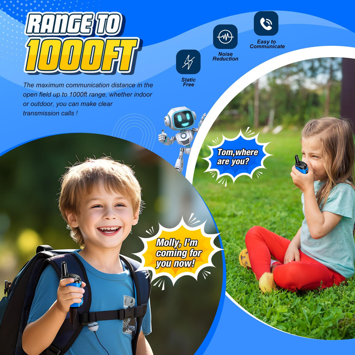 Walkie Talkies for Kids, Exssary Toys for 3-6 Year Old Boys Outdoor Toys for Kids 3-5 Walkie Talkie 3 4 5 6 Year Old Boy Gifts Hiking Camping Toy Easter Christmas Birthday Gifts for Boy Blue 🍁 All In One Marketplace Canada
