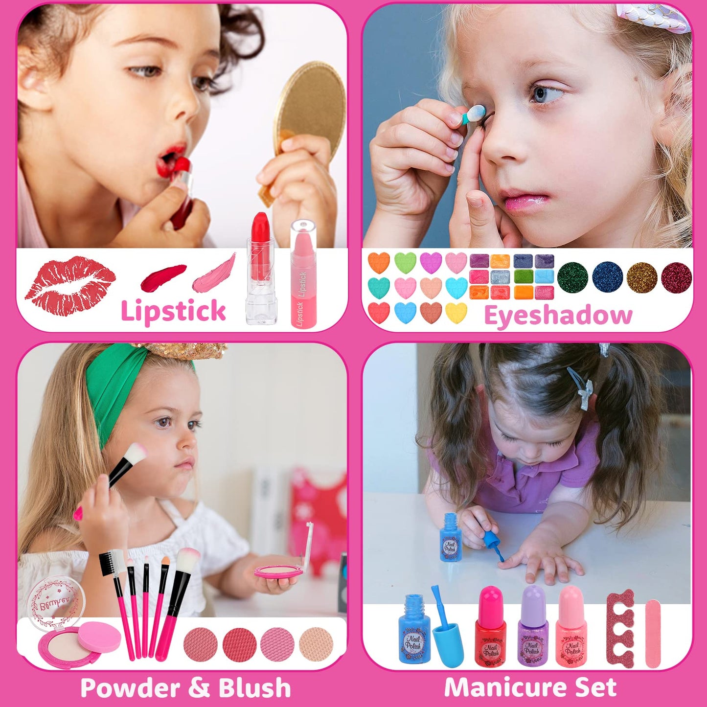 Teensymic Kids Makeup Kit for Girls, 54PCS Washable Makeup Toys, Age 3-13, Princess Theme, Girl Toys, Social Skill, Hand-Eye Coordination 🍁 All In One Marketplace Canada