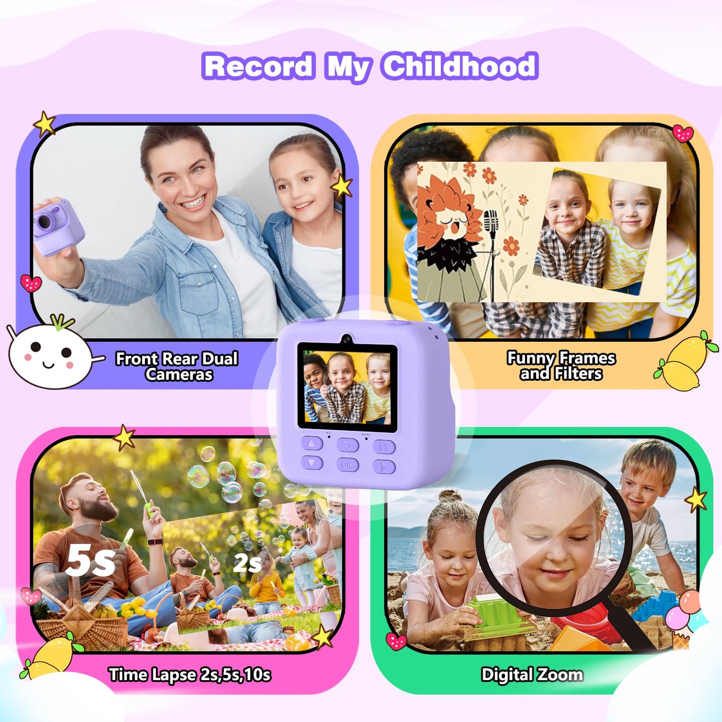 masterbee Kid Camera Instant Print Photo, Birthday Gifts for Girls and Boys, Kids Digital Camera Toys, 1080P HD Video, 3 4 5 6 7 8 9 10 11 12 Year Old Boy Gifts/Girl Gifts 🍁 All In One Marketplace Canada