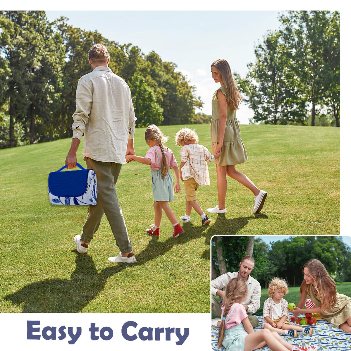 Habaylin Picnic Blanket Large, 79"X79" Waterproof Extra Large Beach Blanket, Foldable Picnic Blanket for Hiking, Party, Camping on Grass Sandproof Handy Picnic Mat 🍁 All In One Marketplace Canada