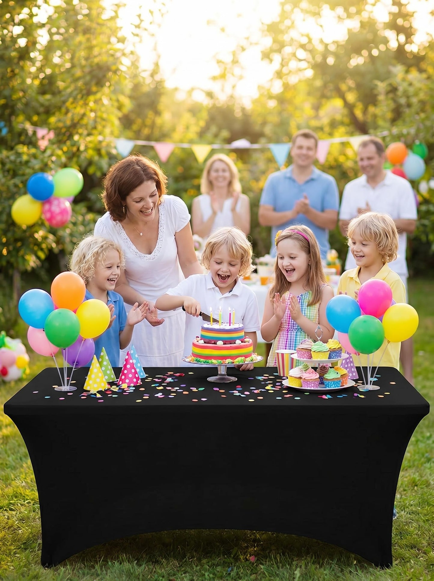 Utopia Kitchen Spandex Tablecloth 2 Pack [6FT, Black] Tight, Fitted, Washable and Wrinkle Resistant Stretch Rectangular Patio Table Cover for Event, Wedding, Banquet & Parties [72Lx30Wx30H] Inch 🍁 All In One Marketplace Canada