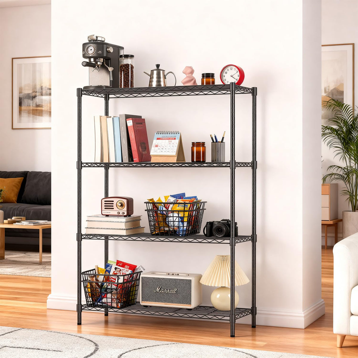 FDW Storage Shelves,Wire Shelving Unit Metal Shelves Heavy Duty Layer Rack Storage Rack Adjustable Utility (Black, 36" x 14" x 54") 🍁 All In One Marketplace Canada