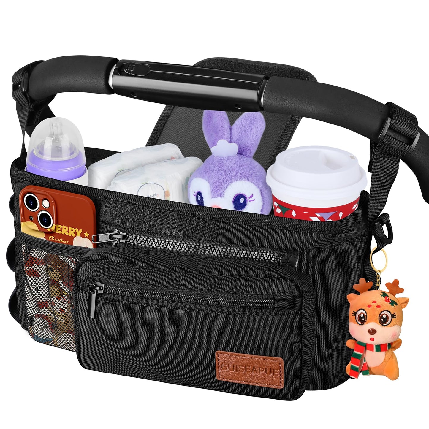 Stroller Caddy with Cup Holder: Universal Stroller Organizer with Detachable Phone Bag, Non-Slip Straps, Stroller Accessories Fits Uppababy,Bugaboo, Graco, Cybex, Nuna, Baby Jogger, Gifts for New Mom 🍁 All In One Marketplace Canada