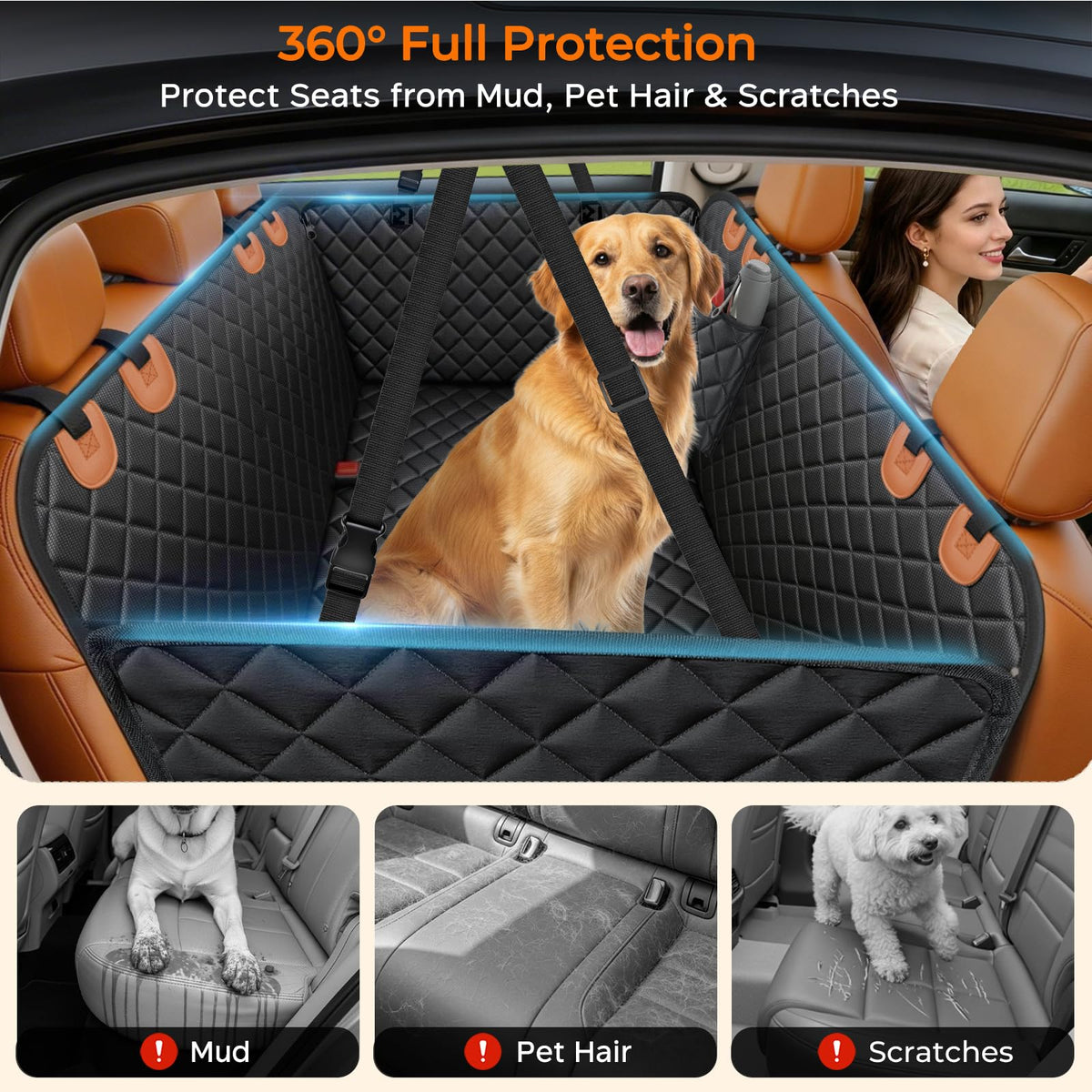 URPOWER Dog Car Seat Cover for Pets 100% Waterproof Seat Cover Hammock 600D Heavy Duty Scratch Proof Nonslip Durable Soft Back Seat Covers for Cars Trucks and SUVs 🍁 All In One Marketplace Canada