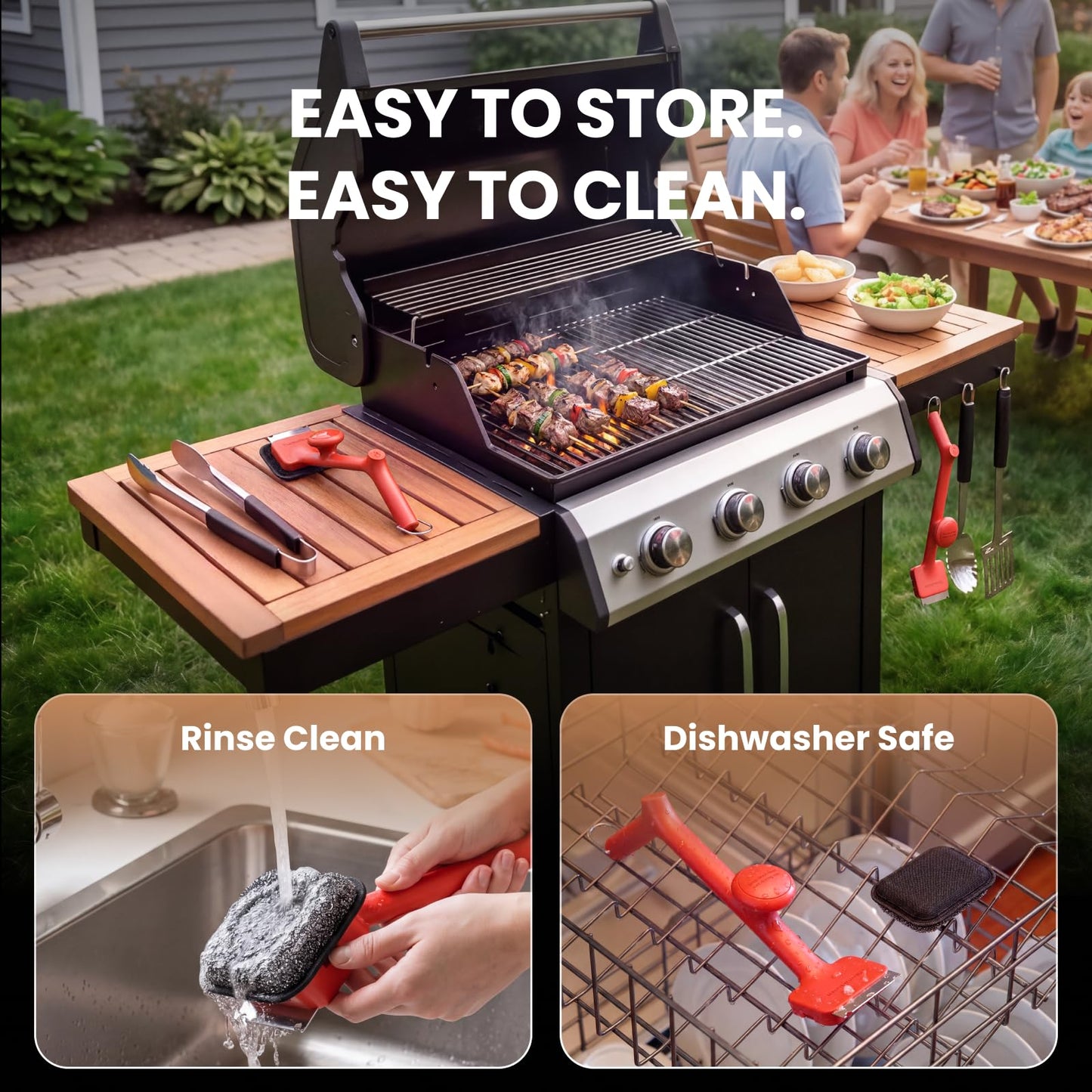 ThermoMaven BBQ Grill Brush Bristle Free - 17" Safe Steam Grill Cleaner Brush with Scraper and 3 Brush Heads for Porcelain/Gas/Charcoal Grill Outdoor Grill Barbecue Cleaner 🍁 All In One Marketplace Canada