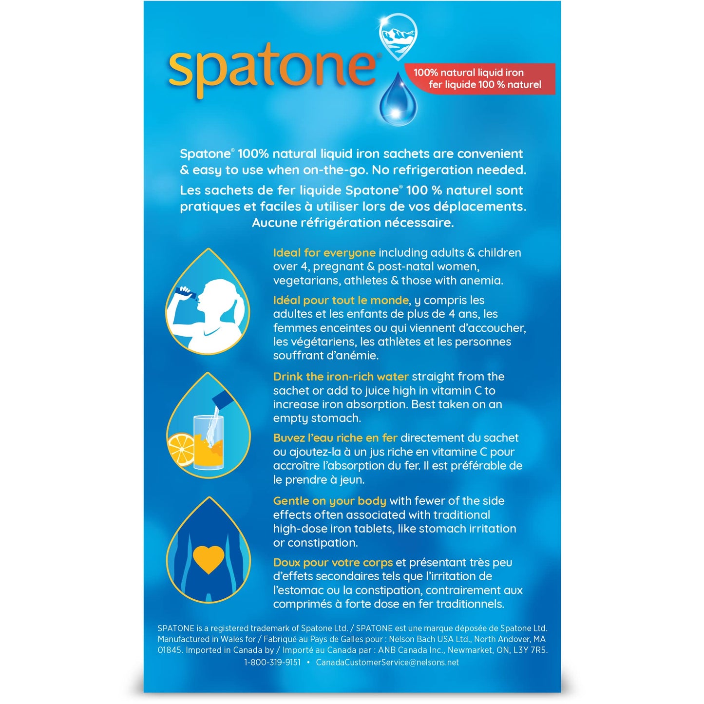 Spatone 100% Natural Liquid Iron Supplement, Original Flavour, Vegan, Reduces Tiredness & Fatigue, 28 Sachets x 25 mL, 700.0 ml (Pack of 1) 🍁 All In One Marketplace Canada
