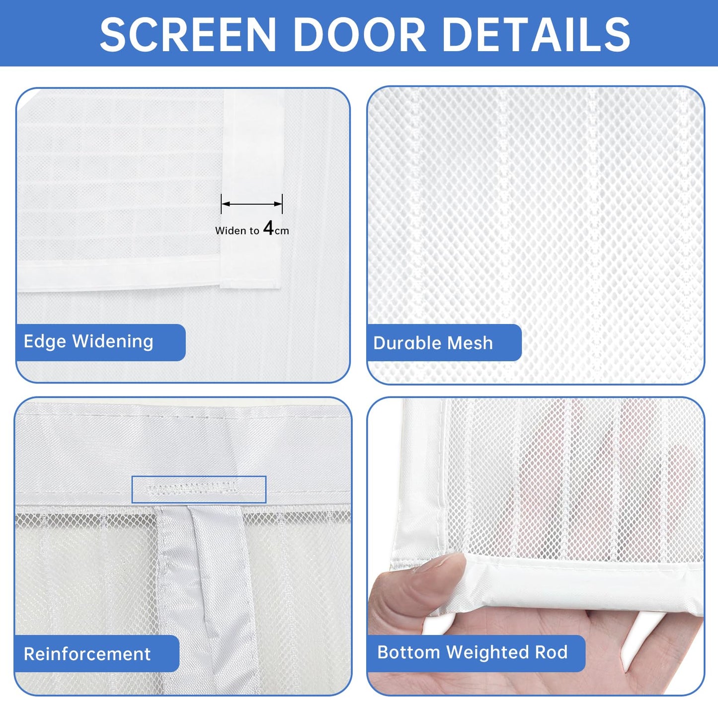 White Magnetic Screen Door Fits Door Size 32x80in Screen Size 34x82in Heavy Duty Mesh Full Frame With Magic Tape 🍁 All In One Marketplace Canada