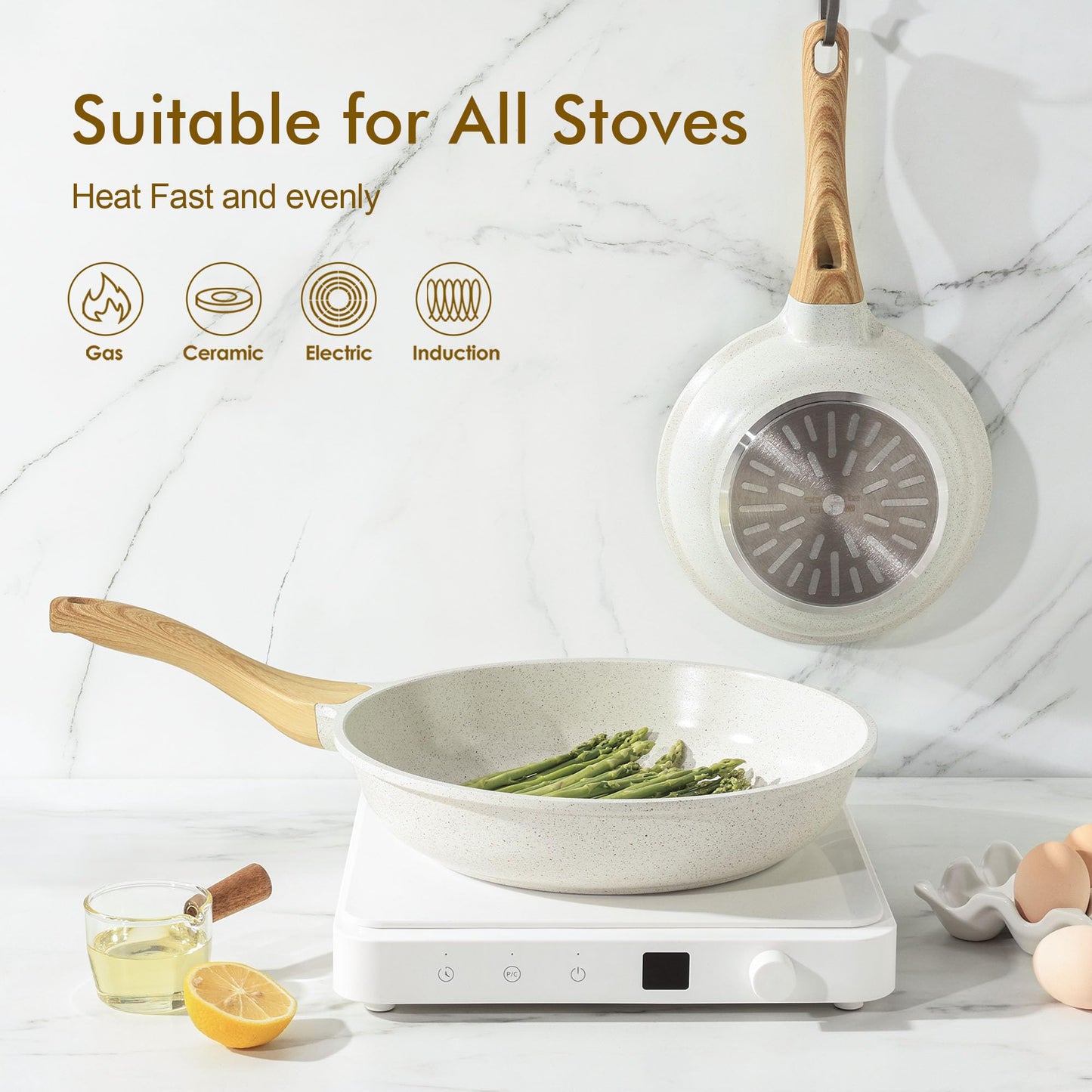 SENSARTE Nonstick Ceramic Frying Pan Skillet, 9.5 Inch Omelet Pan, Healthy Non Toxic Chef Pan, Induction Compatible Egg Pan with Heat Resistant Handle, PFAS-Free 🍁 All In One Marketplace Canada