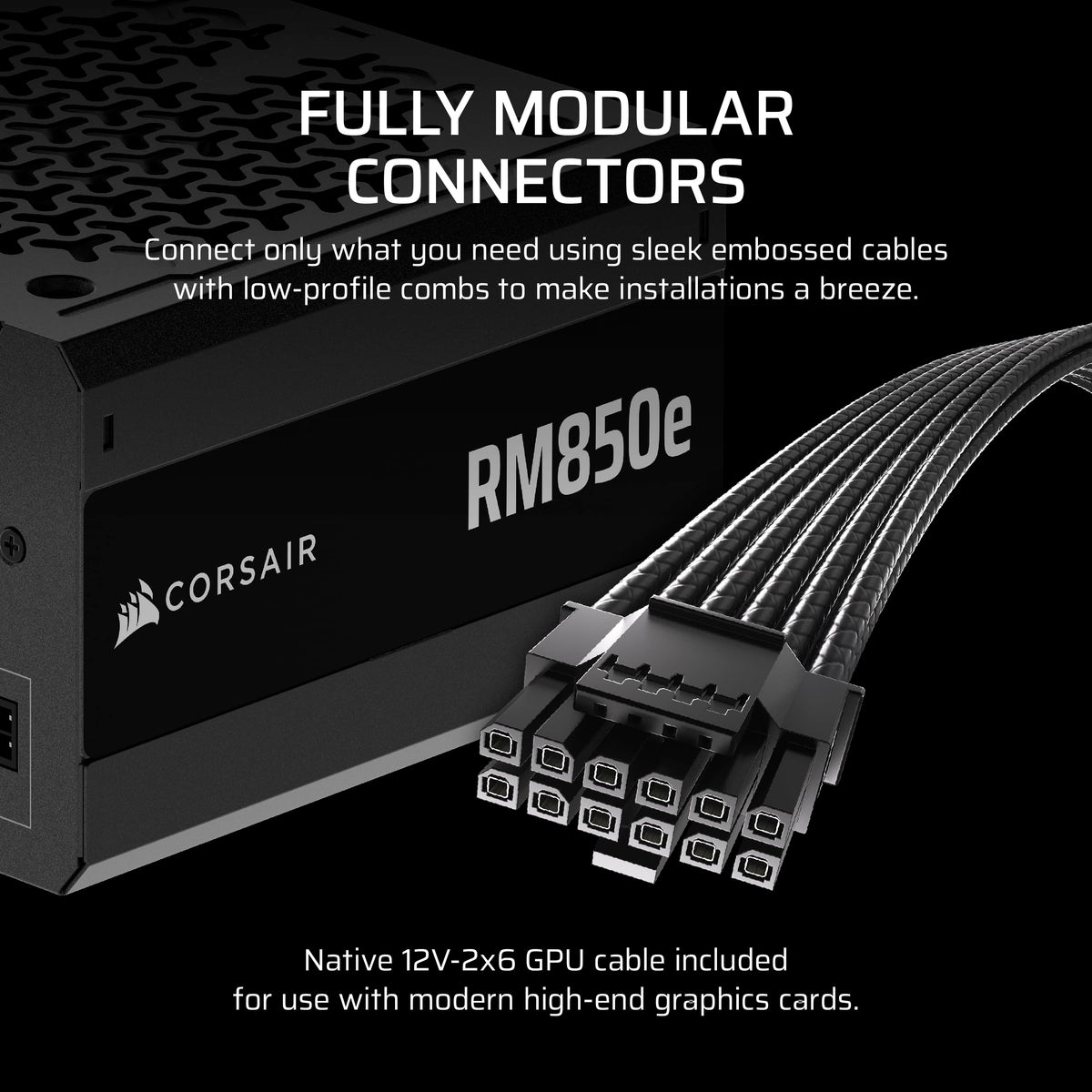 CORSAIR RM850e (2025) Fully Modular Low-Noise ATX Power Supply with 12V-2x6 Cable – ATX 3.1 & PCIe 5.1 Compliant, Cybenetics Gold Efficiency, 105°C-Rated Capacitors, Modern Standby Mode – Black 🍁 All In One Marketplace Canada