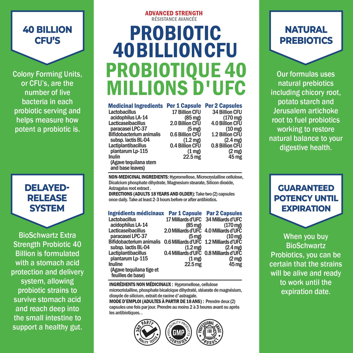 Probiotic 40 Billion CFU - Synbiotics Gut Health - Proudly Canadian Made - Bloating Relief & Digestive Health Support - Guaranteed Potency Probiotics for Men & Women - Shelf Stable, Non-GMO, 60ct 🍁 All In One Marketplace Canada