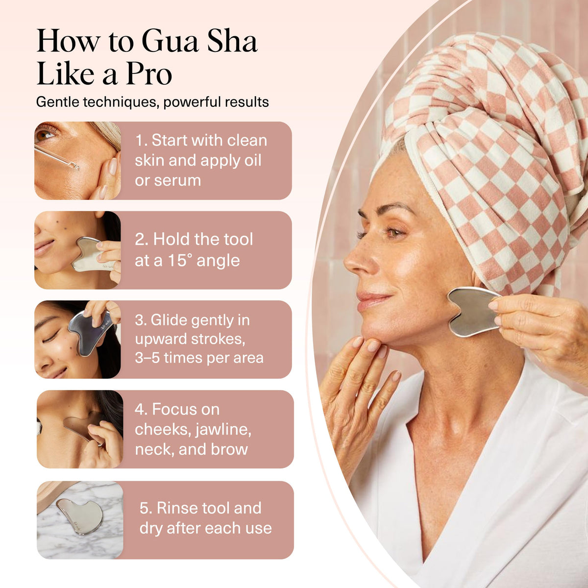 Kitsch Stainless Steel Gua Sha Facial Tools - Guasha Tool for Face, Face Sculpting Tool, Jawline Shaper, Double Chin Reducer, Body Gua Sha Tools, Lymphatic Drainage Massager, Facial Skin Care - Silver 🍁 All In One Marketplace Canada