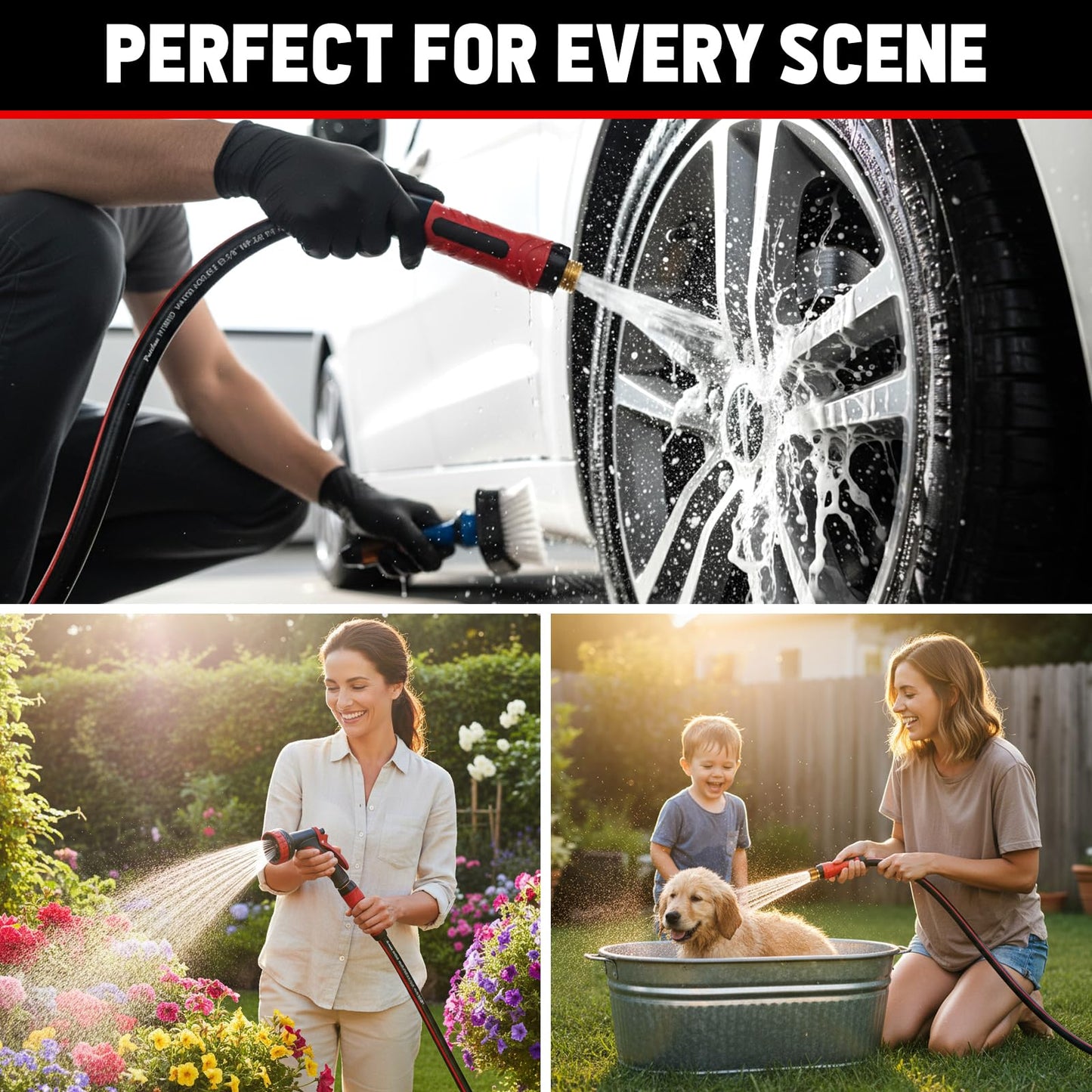 Garden Hose 25ft x 5/8", Non-Expandable Heavy Duty Premium Flexible Water Hose, No Kink, Leakproof, Lightweight Hybrid Hose with Male to Female Fittings for Household&Backyard 🍁 All In One Marketplace Canada