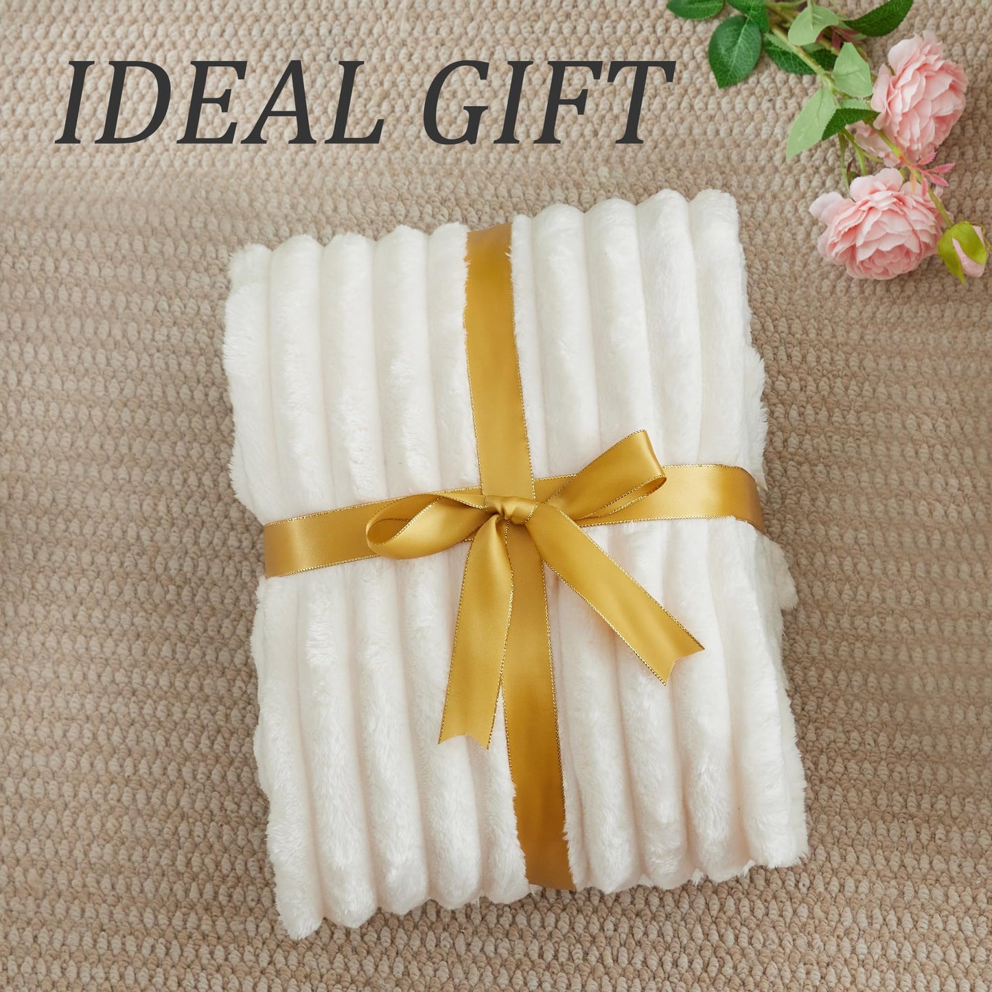 BEDELITE Fuzzy Throw Blankets Room Decor - Soft Cozy Fluffy Fleece Plush Warm Blanket, Cream White for Couch Sofa Bed, Bedroom Living Room Decor, Couverture, Gifts for Women Men Friends, 50"x60" 🍁 All In One Marketplace Canada