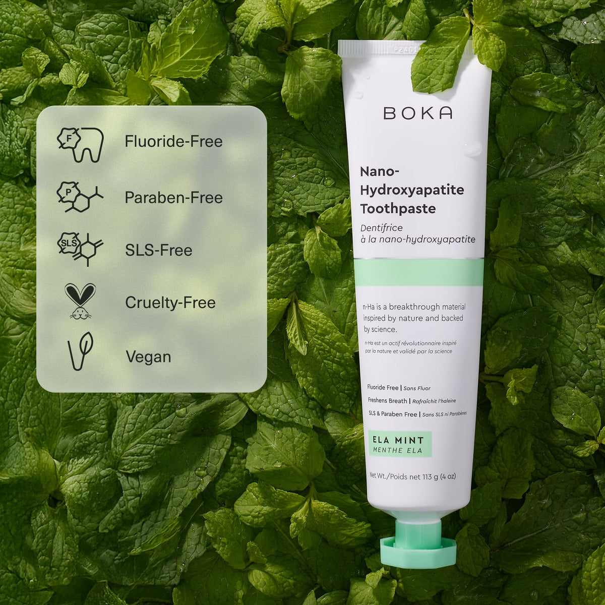 Boka Fluoride Free Toothpaste, Nano Hydroxyapatite Toothpaste, Appropriate for Sensitive Teeth - for Adult Oral Care - Ela Mint Flavor, 4 Fl Oz (113g) 3Pk 🍁 All In One Marketplace Canada