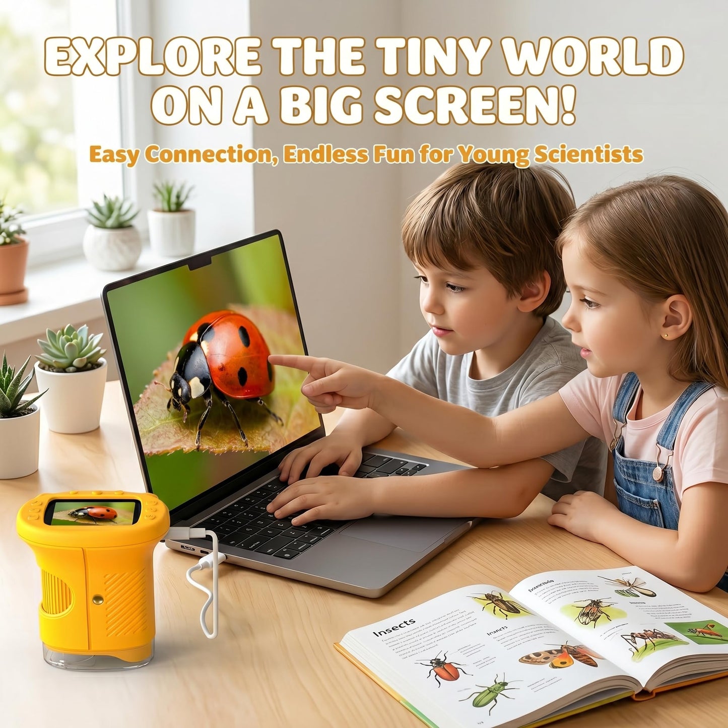 OAEBLLE Kids Microscope, 1000X 4K Digital Microscope with 2.4″ IPS Screen & 8 LED, USB Rechargeable, STEM Science Learning Kit Toys, Great Gift for Boys and Girls Aged 4-12 🍁 All In One Marketplace Canada