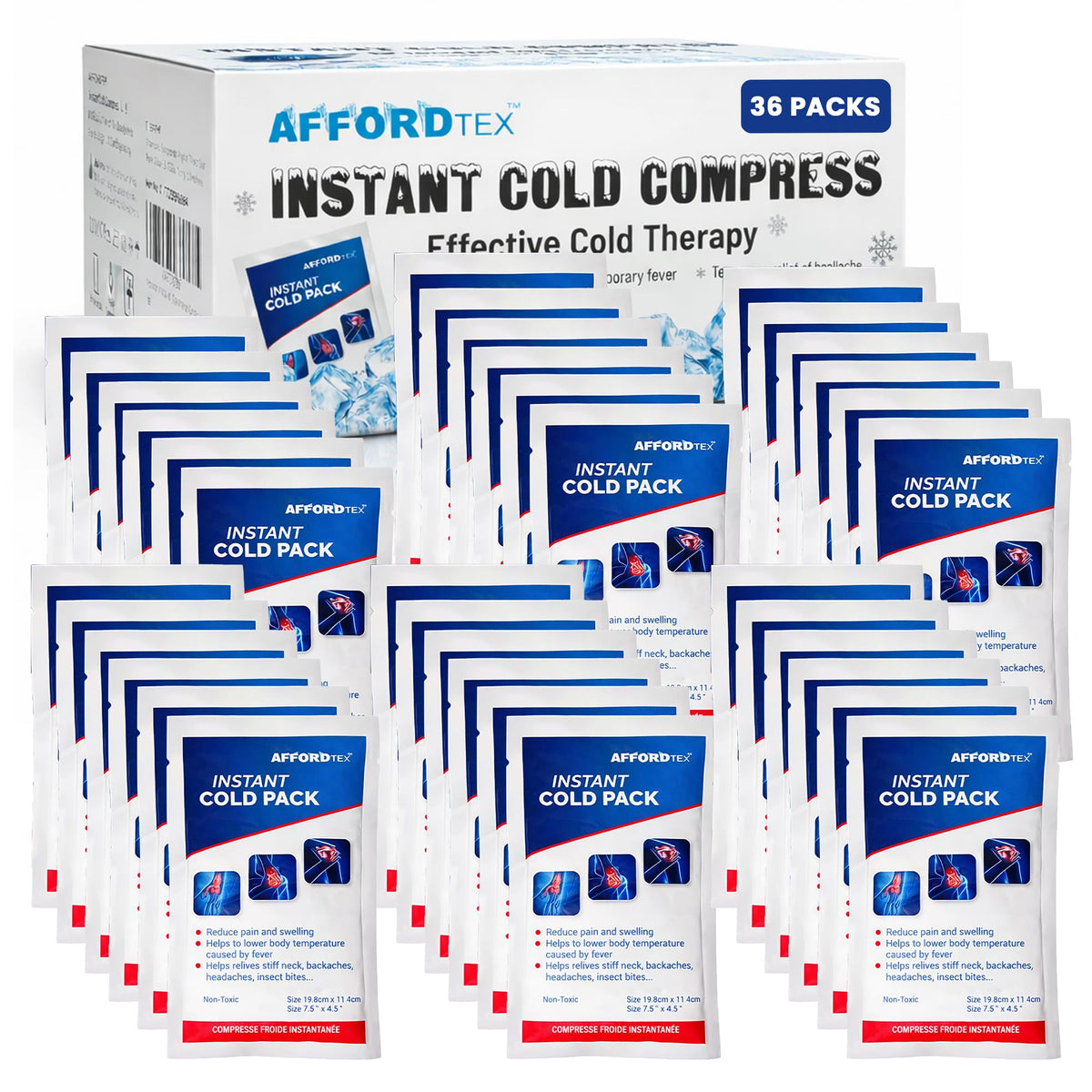 36 Instant cooler Ice pack- Ice packs Large (7.5 x 4.5 Inches) - Ready to use – Ideal for Injuries, Inflammation, Sprains, Strains,Pain relief 🍁 All In One Marketplace Canada
