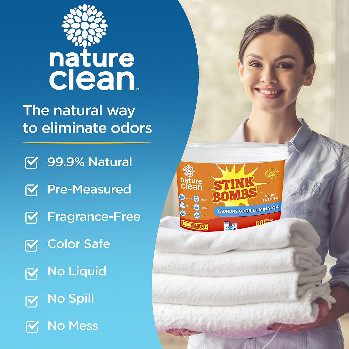Nature Clean Stink Bombs Odor Remover Packs, 60 Count 🍁 All In One Marketplace Canada