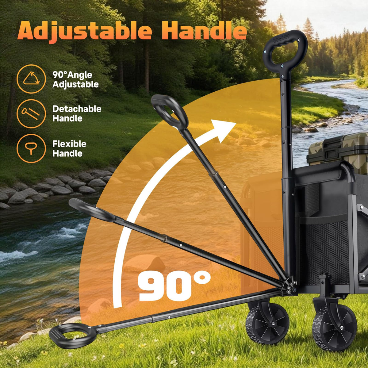 220LBS Collapsible Foldable Wagon Carts - Heavy Duty Portable Folding Utility Wagons with All-Terrain Wheels for Grocery Sports Shopping Camping Garden Beach, 2 Drink Holders/Lightweight/Black 🍁 All In One Marketplace Canada
