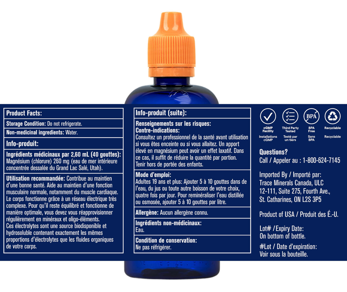 Trace Minerals ConcenTrace Drops - 240 ml, 96 Day Supply, Unflavored - Full Spectrum Minerals - Ionic Liquid Magnesium, Chloride & Potassium Electrolytes - Low Sodium Hydration 🍁 All In One Marketplace Canada