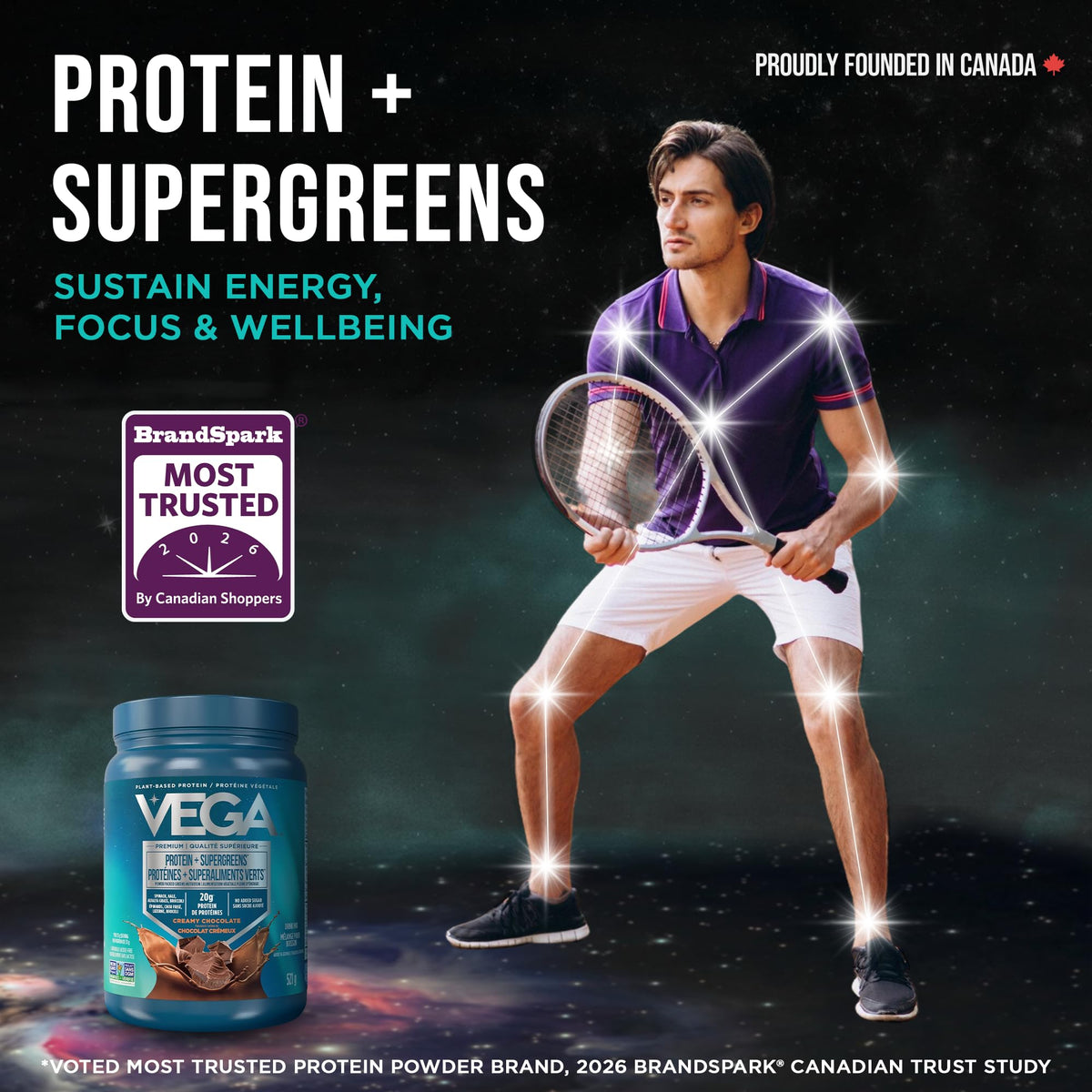 Vega Protein + Supergreens Vegan Plant Based Protein Powder – 20g Organic Pea Protein, Dairy-free, Healthy Breakfast Shake – Chocolate, 16 Servings, 521 grams (Pack of 1) 🍁 All In One Marketplace Canada