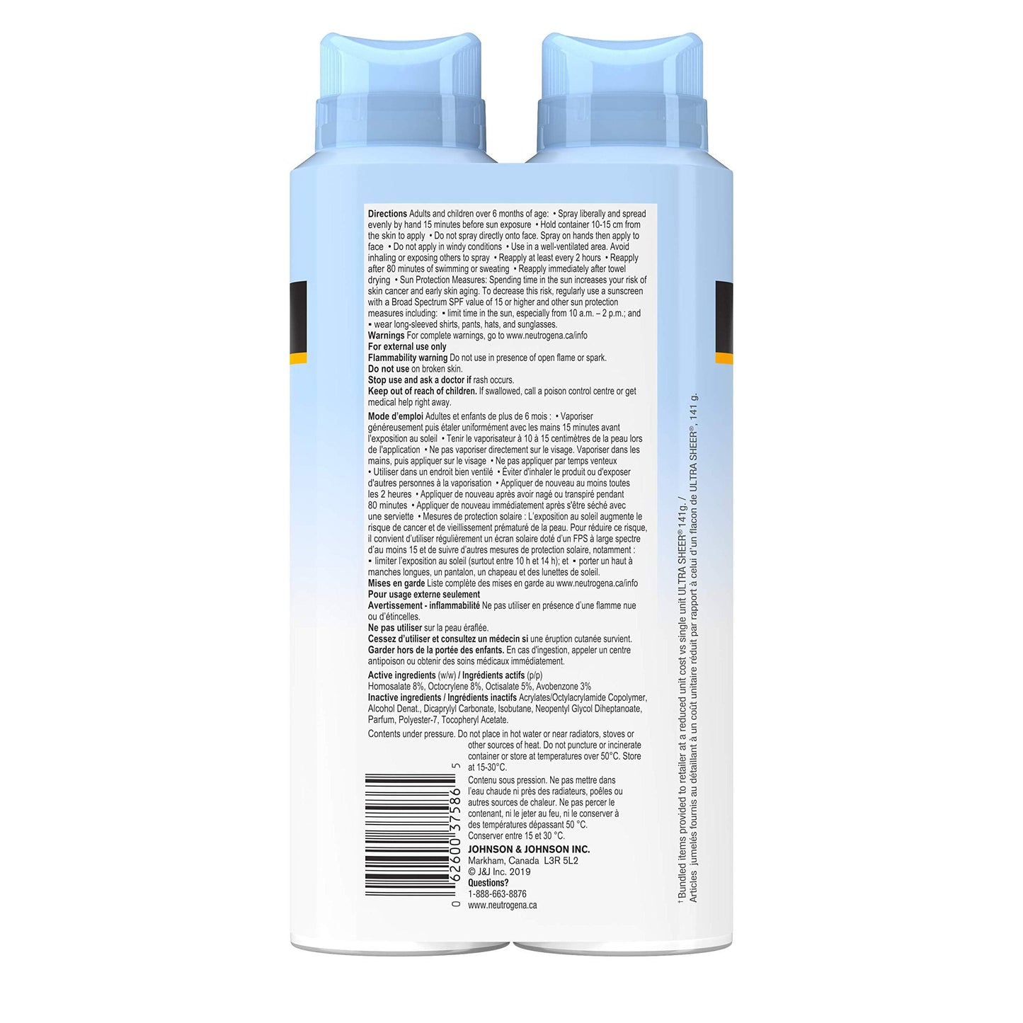Neutrogena ultra Sheer Body Mist Sunscreen Spray Spf 30 Duo Pack With Uva/uvb Broad Spectrum Sun Protection, lightweight, Water-resistant, Oil-Free, non-comedogenic & Oxybenzone-Free, 2 X, 141 Grams 🍁 All In One Marketplace Canada