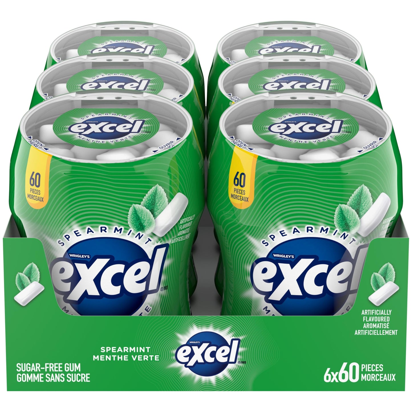 EXCEL, Spearmint Flavoured Sugar Free Chewing Gum, 60 Pieces, 6 Bottles 🍁 All In One Marketplace Canada