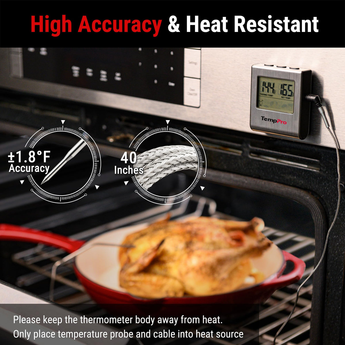 ThermoPro TP-16 Meat Thermometer with Stainless Steel Probe for Indoor Outdoor Use, Digital Cooking Thermometer for Grill, Barbecue, Oven, Smoker, Candy 🍁 All In One Marketplace Canada