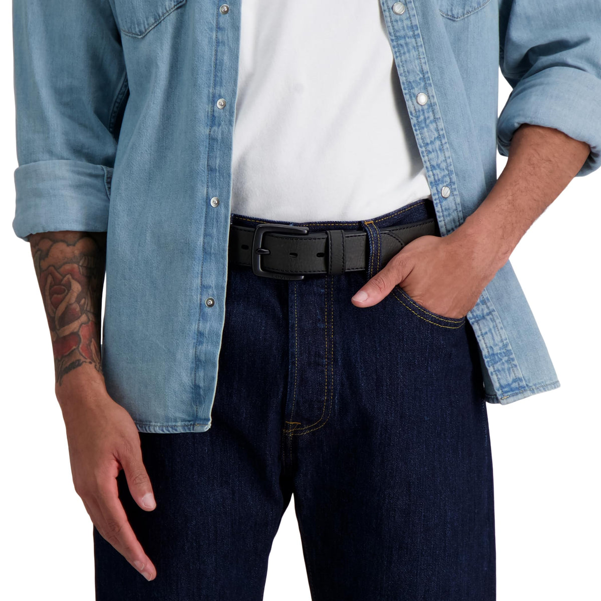 Levi's Casual Belt-Dress for Men Jeans with Thick Strap and Buckle, Matte Black, Medium (34-36) 🍁 All In One Marketplace Canada