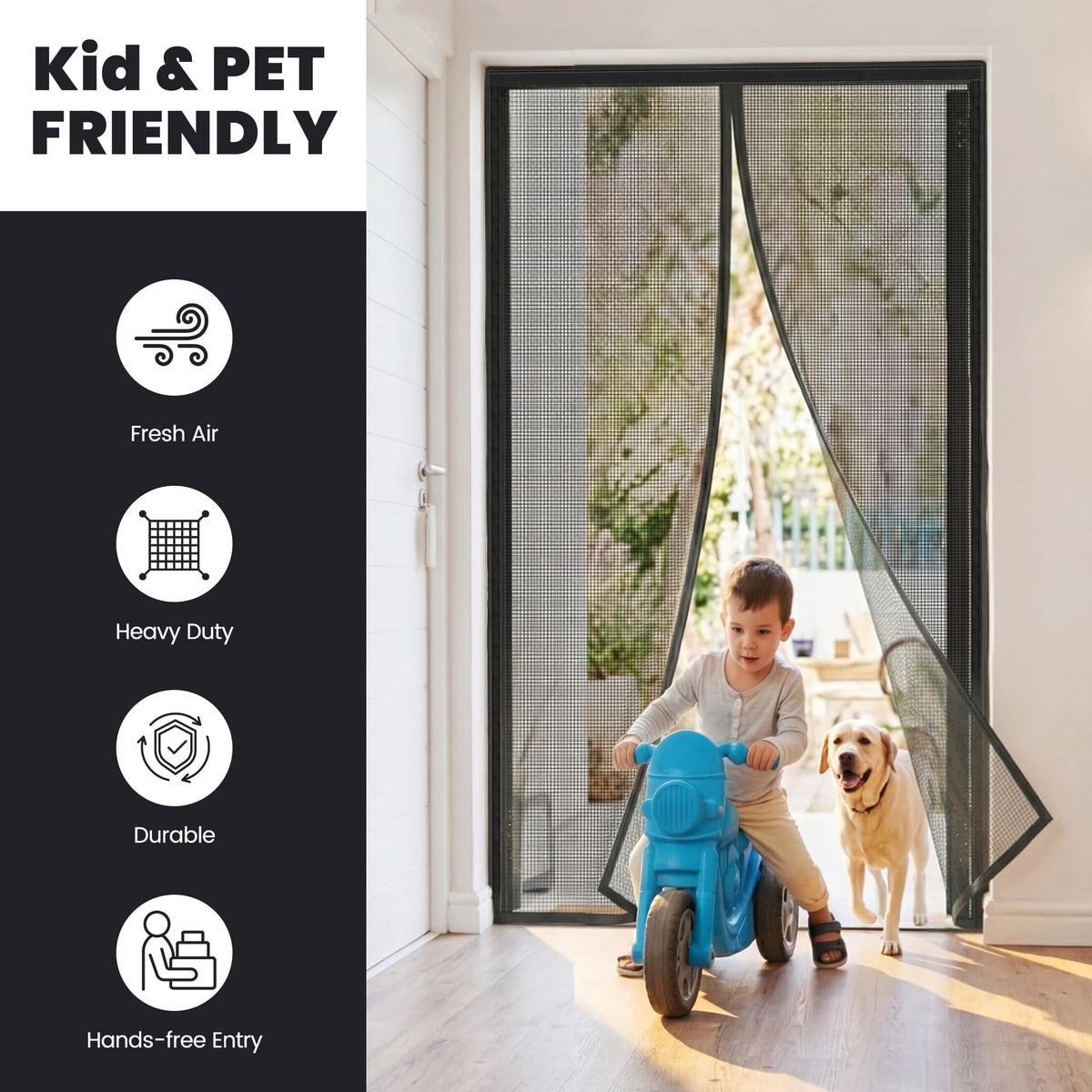 Magnetic Screen Door, Heavy Duty Fiberglass Moustiquaire Magnétique, Screen Mesh with Automatic Block Closure, Walk Through Easily for Kids Pets,Fits Door Size up to 36-38" W x 80" H 🍁 All In One Marketplace Canada