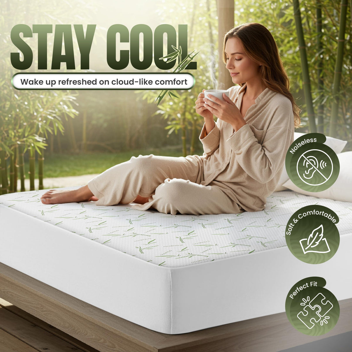 Utopia Bedding Waterproof Mattress Protector Twin XL Size, Bamboo Viscose Mattress Cover 200 GSM, Fits 15 Inches Deep, Breathable, Fitted Style with Stretchable Pockets 🍁 All In One Marketplace Canada