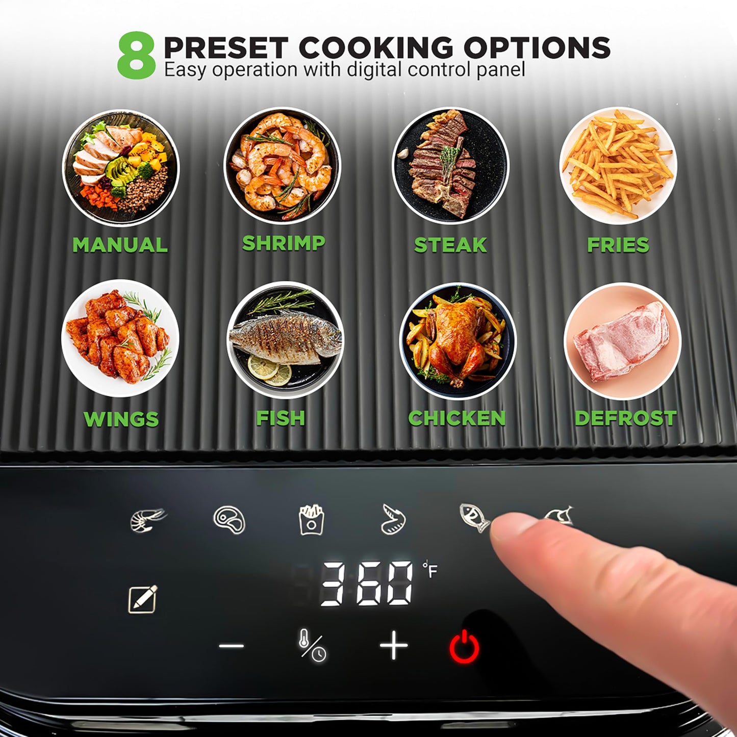 Nutrichef 5.8 Quart Air Fryer | 8-1 Preset Cook Modes | Transparent Fry Bowl for Best Cooking Results | Cook Shrimp, Steak, Fries, Wings, Chicken & More | Precise Temperature Control & Time | Black 🍁 All In One Marketplace Canada