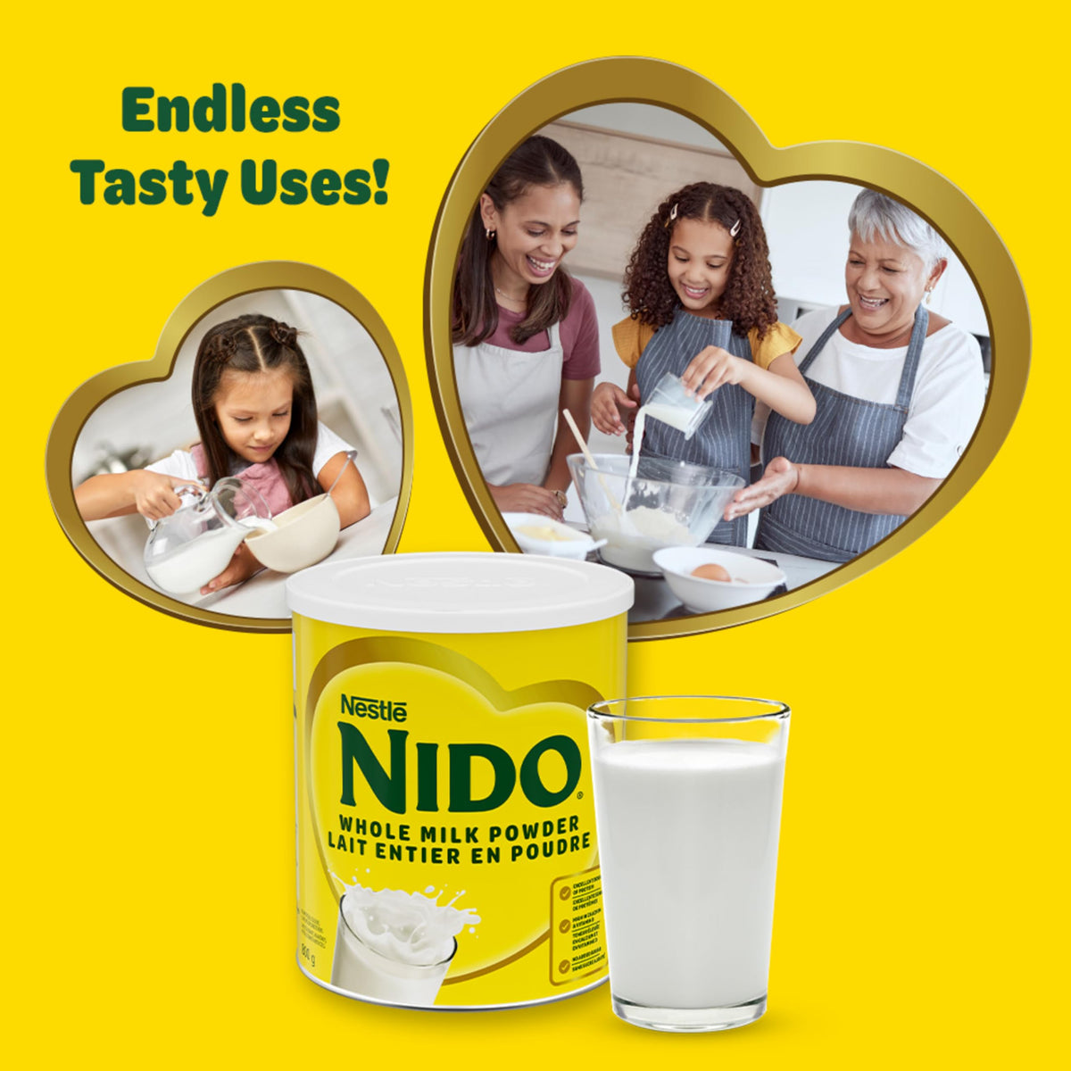 NIDO Whole Milk Powder, Rich & Creamy Powdered Milk, High in Calcium & Vitamin D, Source of Protein, No Artificial Colours or Flavours, No Added Sweeteners, 800 g 🍁 All In One Marketplace Canada