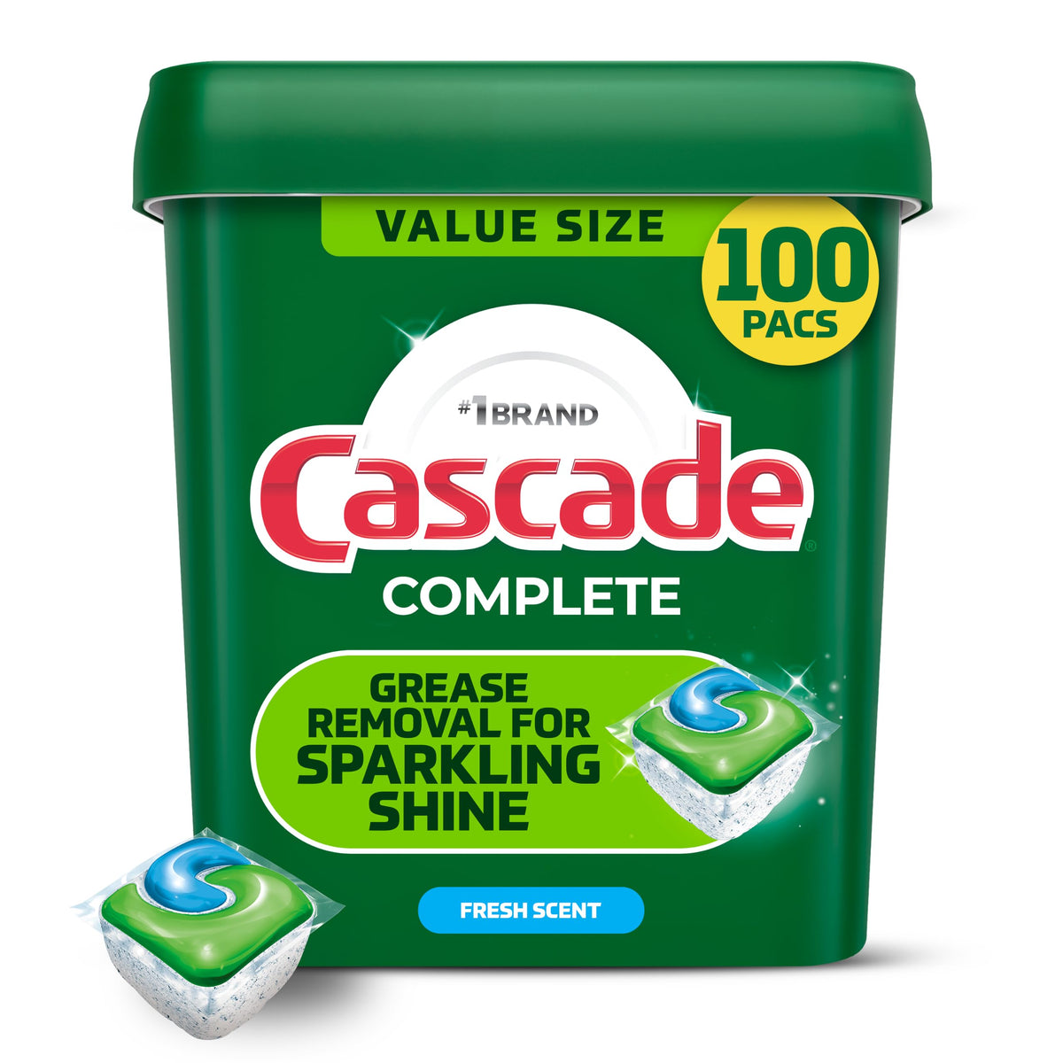 Cascade Complete Dishwasher Detergent Pods, Dish Detergent Soap, Fresh Scent, 100 Count 🍁 All In One Marketplace Canada