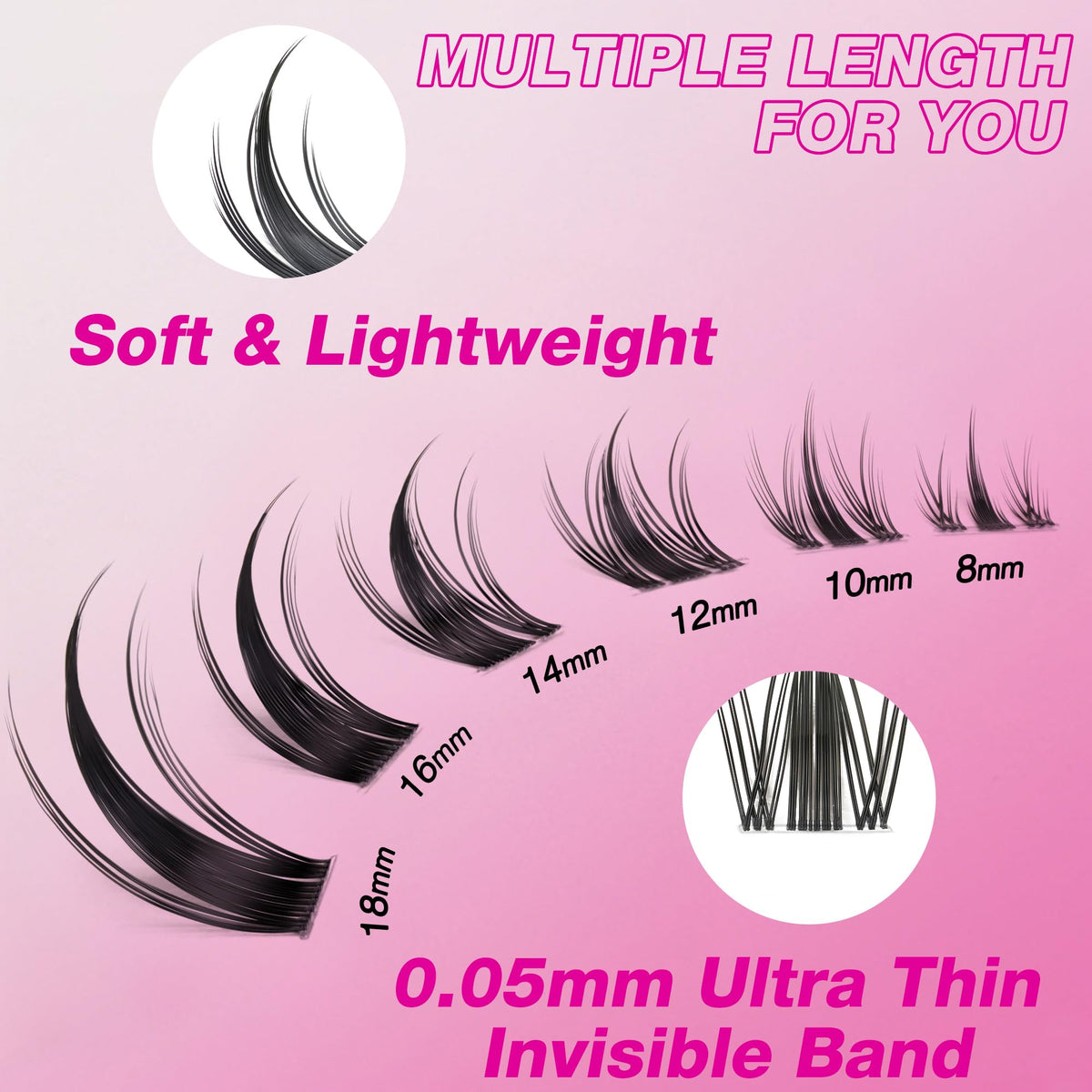 VEYESBEAUTY Lash Clusters Eyelashes Cluster Lashes Extensions Newbie's Five-Second Layered Eyelash Clusters False Eyelashes Wispy Mixed Length Fluffy(Manga, 8-16mm) 🍁 All In One Marketplace Canada
