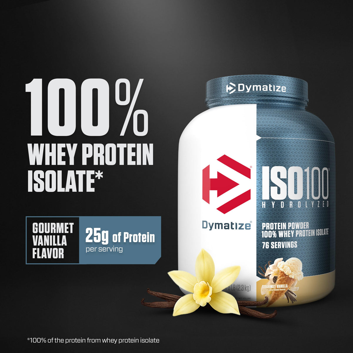 ISO100 Hydrolyzed Protein Powder by Dymatize, Gourmet Vanilla, 100% Whey Isolate Protein Powder (25g), Gluten Free, 76 Servings, 2.3 kg 🍁 All In One Marketplace Canada