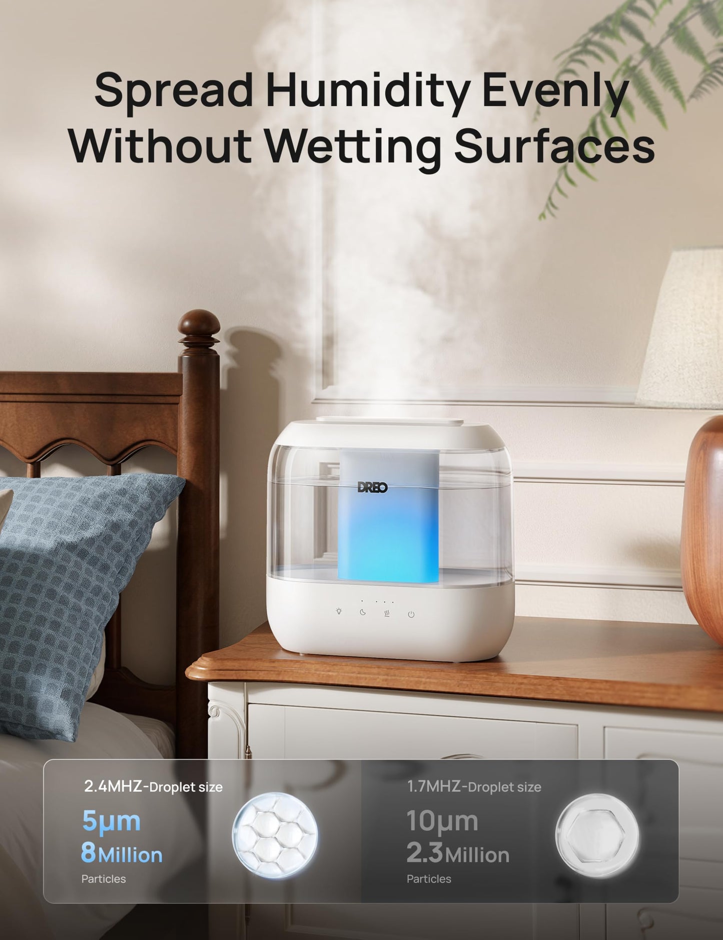 DREO Humidifiers for Bedroom, 4L Top Fill for Large Room, 36H Runtime [Ultra-Strong Mist Output] Quiet Cool Mist Air Humidifier for Baby Nursery, Plants, Indoor, Night Light, Easy to Clean 🍁 All In One Marketplace Canada